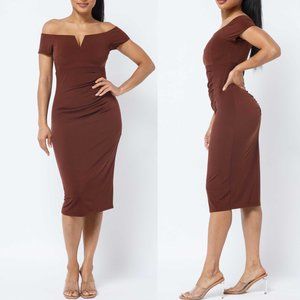 [ROS][New] Brown midi dress -S/M, Brown